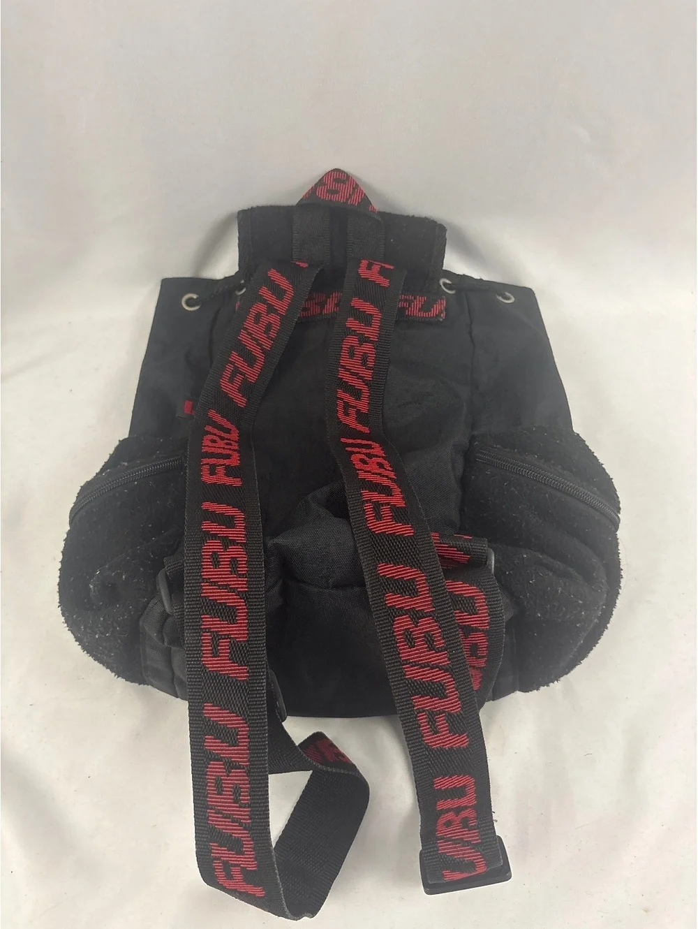 Vintage FUBU Black Sports Top Loader Backpack with Red Logo Straps